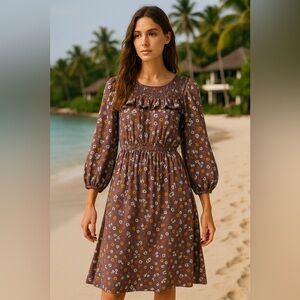 Miss issippi Purple Cottagecore Floral Midi Dress size M/L